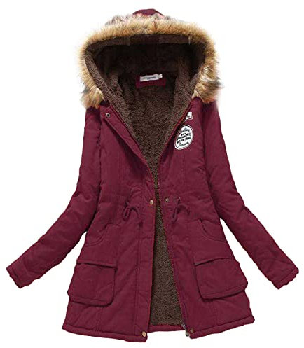 Genérico Abrigos Parka Mujer Invierno Chaqueta Con Bolsillo Hermoso Caliente Chaquetas De Algodón Acolchado Parka Protección Contra El Viento De Corte Entallado Outwear