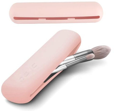 2 Pcs Travel Silicone Makeup Brush Holder, Magnetic Closure Make up Brush Case, Soft Portable Makeup Brush Travel Case Organizer for Cosmetic Makeup Brushes Beauty Blender Holder, Travel Essentials