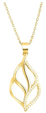 Sofia Milani - Damen Halskette 925 Silber - mit Zirkonia Steinen - Blatt Anhänger