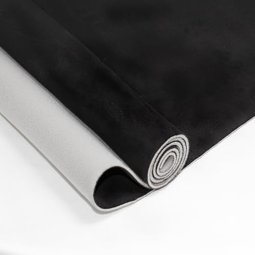 Tissu de garniture intérieure automobile en daim avec doublure en mousse pour plafond de voiture/camion/SUV/camping-car, réparation domestique/bricolage (noir, 243 x 152 cm)