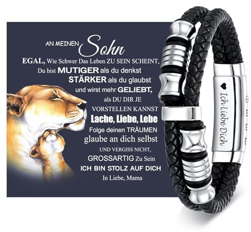 Armband Herren Lederarmband Sohn Geschenk-von Mama Herrenarmband mit Gravur
