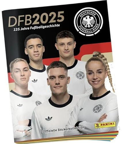 Sammelalbum: DFB 2025-125 Jahre Fußballgeschichte | Panini Stickeralbum | 48 Seiten + 6 Gratis-Sticker + Heartforcards® Versandschutz