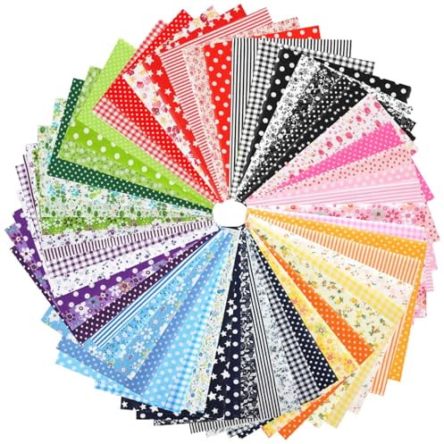 AOOSA 56 Stück Baumwollstoff 25 x 25 cm, 100% Baumwolle Quadrate Patchwork | Vorgeschnittene Stoffpakete Patchwork mit Blumenmuster zum Quilten, Nähen, DIY Basteln, Puppenkleidung