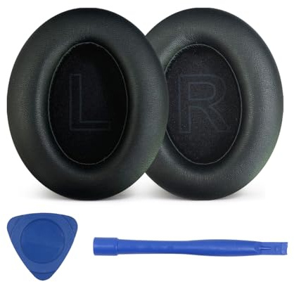 UOWGA Headphones Replacement Ear Pads for Anker Soundcore Life 2 Headphones, Earpads Also Fit for Anker Soundcore Life Q20/Q20+/Q20I/Q20BT Headphones, Noise Isolation Foam Durable Leather (Black)