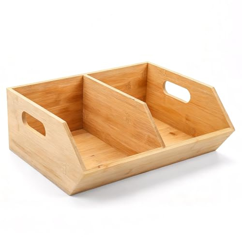 Küchen-Organizer aus Holz 33x27x11cm, stapelbarer Brotkorb & Vorratsbox für Kartoffeln Zwiebeln ObstGemüse, Aufbewahrungsbox für Speisekammer & Gewürze, Holzbox für Lebensmittel