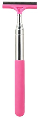 1 Pack Car Squeegee, Rearview Mirror Retractable Window Wiper, Small Squeegee, Side Mirror Water Cleaner Wiper With Telescopic Long Handle, Snow Brush & Ice Scraper Car Accessories Cleaner Tool (Pink)