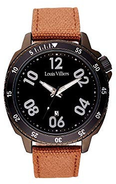 Louis Villiers Unisex Analog Quarz Uhr mit Leder Armband LV1049