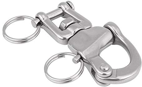 Manille Fixe,Mousqueton Rotatif Manille,Fydun Mousqueton à émerillon en acier inoxydable 316 pour drisse de voilure de voilier(70mm)