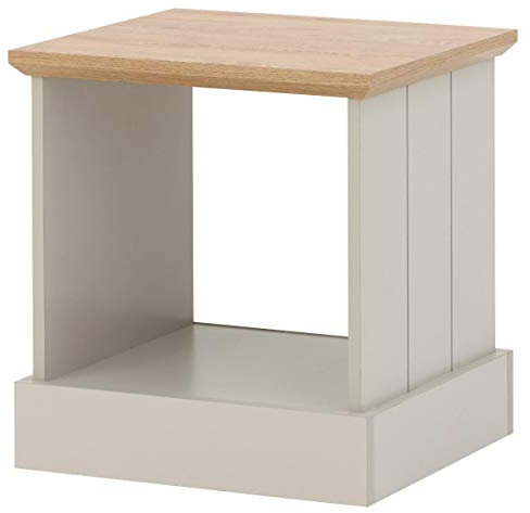 GFW Kendal Modern Wooden Side Table with Shelf & Oak Contrast Top, End Tables For Living Room & Bedroom With Open Storage For Books, Display Or Lamp, Grey, H46.5 x W45 x D39cm