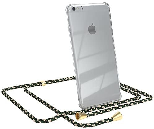 EAZY CASE Handykette kompatibel mit iPhone 6 / 6S Plus Handyhülle mit Umhängeband, Handykordel mit Schutzhülle, Silikonhülle, Hülle mit Band, Stylische Kette für Smartphone, Grün Camouflage