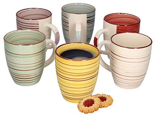 MamboCat 6er Set Kaffeebecher Rimini 300ml I handbemalt I in 6 tollen Farben I für Ihre liebsten Heißgetränke wie Kaffee, Kakao und Tee
