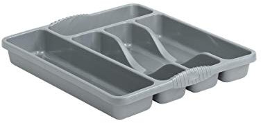 Wham 5 Compartment Plastic Cutlery Holder Tray Drawer Organiser Rack (Silver/Grey)