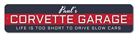 Corvette Signal de Garage, signe personnalisé pour signe de corvette de papa, décoration de garage Chevy, signe en aluminium de collecteur de voiture Chevy - 4 x 18