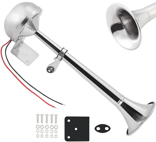 weyleity Bootshupe, wasserdicht, Edelstahl, einzelne Trompete, elektrische Hupe für 12 V Boote, Schiff, Segelboot, Yacht, Geländewagen, LKW, SUV, Wohnmobil, Vans, Tourenwagen