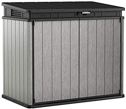Koll Living Garden Aufbewahrungsbox XXL, grau - ideal zur Aufbewahrung von Gartenmöbeln, Rasenmähern, Grillgeräten usw.- kann 2 Abfalltonnen bis zu Einer Größe von 240 L aufnehmen