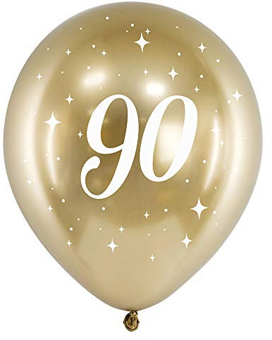 6 Stück Glossy Luftballons zum 90. Geburtstag in Gold 30cm Chrom-Ballons