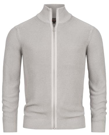 Indicode Herren Dodson Strickjacke mit Stehkragen aus Baumwolle | Cardigan für Männer Lt Grey Mix, M