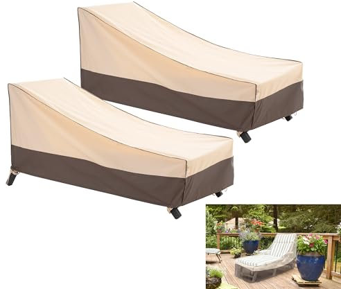 F&J Outdoors Schutzhüllen für Gartenliegen Sommer Strand Pool Party Liegestuhlschoner Hotel Sonnenliege Sonnenschutzhülle plane gartenmöbel wasserdicht schutzhülle 2 Stück, 201x76x35.5/76cm, Beige