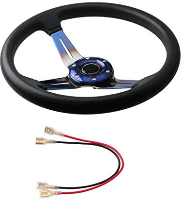 Auto-Renn-Lenkrad, Asudaro Motorsport Lenkrad Auto-Lenkrad Universal Sport-Lenkrad 14-Zoll für Auto-Modifikationsteile Auto-Renn-Lenkrad Racing Sportlenkrad Universal Steering Wheel,Blau