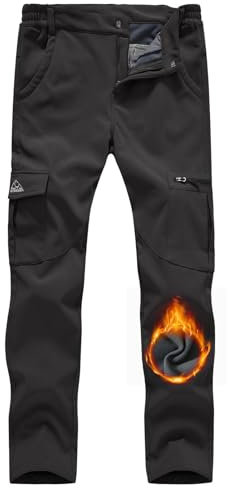 YSENTO Damen Wanderhose Wasserdicht Outdoorhose Softshellhose Winter Skihose Gefütterte Snowboardhose Trekkinghose Funktionshose(Schwarz,XS)
