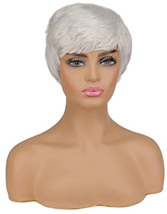 TOMYEUS Haarteile Frauen Kurze Schwarze Perücken natürliche Haarperücken hitzebeständige Haarperücken for Frauen Perücken (Color : 01, Stretched Length : 6inches)