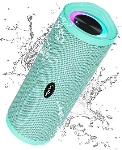 HEYSONG Portable Bluetooth Speaker, Waterproof Wireless Outdoor Speakers with LED Light, Enhanced Bass, IPX7, 40H Play, TF Card, True Wireless Stereo for Beach, Pool, Bike, Gifts for Men - Green