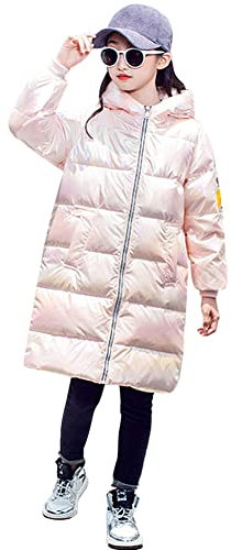 LSERVER Piumino Leggero Bambino Elegante Calda Invernale Giacca con Cappuccio Antivento Bambina Caramella Color Piumino Comodo Ragazzi Capispalla per Età 5-13 Anni, Rosa, 140