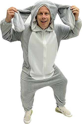 Bad Taste Costume de lapin gris pour adulte - Taille S à XXL pour homme et femme - Costume de lapin avec oreilles tombantes - Taille : S