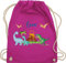 Turnbeutel Rucksack - Geschenk Dinosaurier personalisiert mit Name I Dino I Dinos - Unisize - Fuchsia - sportbeutel junge kita beutel für wechselwäsche tier trex stoffbeutel