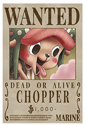 FISH DRAGATE Anime Straw Hat Pirates Bounty Poster Tony Tony Chopper Canvas Poster Bedroom Decor Sports Landscape Office Room Decor Gift Unframe-style 12x18inch(30x45cm)
