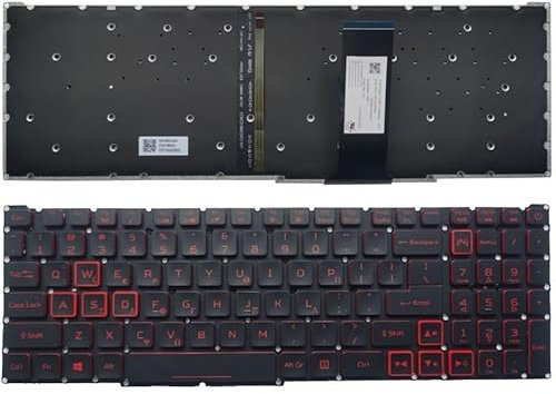 BAETI NEW Canadian French CF/Arabic AR/Hebrew HB/Greek GK laptop keyboard For ACER Nitro 5 AN515-54 AN515-55 AN515-43 Red backlight Replacement Keyboards (Color : Greek keyboard)