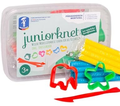 Feuchtmann JUNiORKNET Midi | Knetset 8 x 35g weiche Kinderknete in Stangen mit Formen und Knetwerkzeug | vegane glutenfreie Spielknete | Nicht trocknende Knete | ungiftige Modelliermasse Kinder