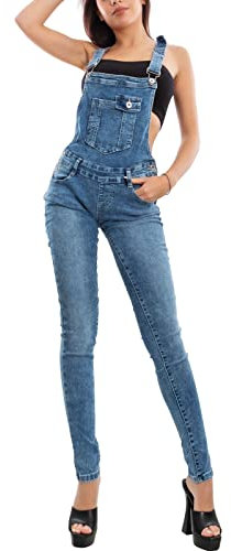 Toocool Salopette jeans donna overall tuta intera jumpsuit pantaloni XM-987 [S,CY-33 blu]
