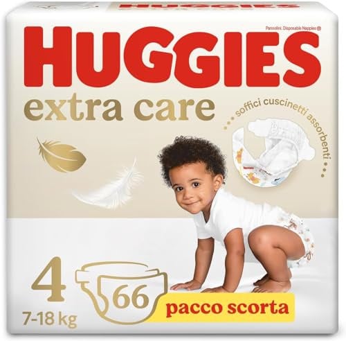 Huggies Pañales extra Care, talla 4 (8-16 kg), paquete de 66 pañales