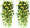 Dihope 2pcs Artificial Flowers for Hanging Baskets, Fake Flowers Outdoor Indoor Garden Wall Home Yard Wedding Party Decorations Faux Plastic Plants (Yellow)