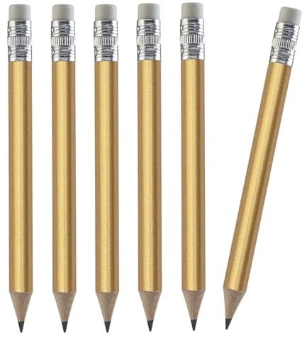 TH Golf Golf-Bleistifte, 100 Stück, 10,2 cm, Mini-Halbstifte mit Radiergummi, geschärftes Holz, Mini-rund, für Schulen, Hochzeit, Kleinkinder, Zuhause, Unternehmen, mehrere Farben (Gold)