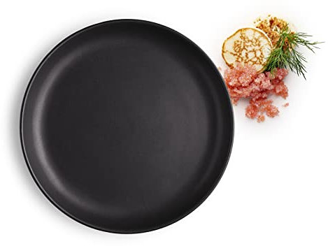 EVA SOLO | Teller Ø17cm Nordic Kitchen | 4er-Set | Spülmaschinenfest, gefriergeeignet, ofenfest und mikrowellenfest | Dänisches Design | Schwarzes Steinzeug für den täglichen Gebrauch