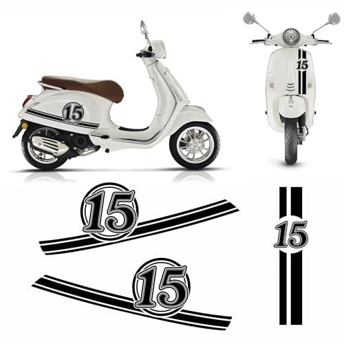 FOTOFOL Aufkleber Streifen Set Wunschnummer passend für Motorroller Vespa Primavera - Wunschzahl Dekor Aufkleber Scooter
