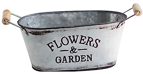 ABOOFAN Vintage Iron Storage Bucket Decorative Flower Pot European Style Metal Succulent Holder for Balcony and Office Rustic Oval Tray Planter for Home Gardening