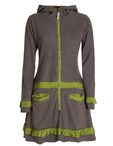 Vishes - Alternative Bekleidung - Damen lange Fleecejacke Fleecemantel Übergangsjacke ECO-Fleece olive 40-42