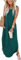 WNEEDU Robe Longue Femmes Robes d'éte Plage Robes sans Manches Col V Décontracté avec Poches Vert Foncé L
