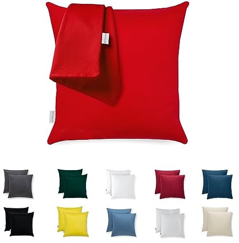 Kissenbezug 80x80 – Mikrofaser Oeko-TEX Zertifiziert – Rot – 2er Set Kopfkissenbezug für Kissen 80 x 80 Weich & Atmungsaktiv – Kissenbezüge Hypoallergen Waschbar mit Verdecktem Reißverschluss