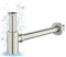KINKIBOS Design Brass Bottle Trap Universal for Bathroom Sink & Washbasin, Height Adjustable, 1 1/4 x 32 mm, Hidden Cleaning Opening, Odor Trap, Brushed Nickel Drain Pipe