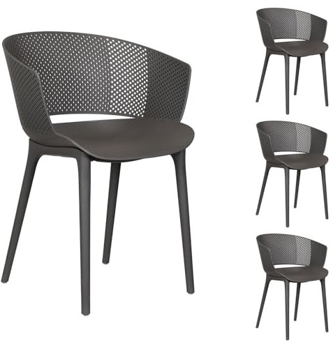 IDIMEX Lot de 4 chaises de Jardin OLINDO en Plastique Gris, Chaise d'extérieur pour terrasse avec Protection Anti-UV