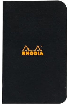 Rhodia 119159Cpack - Un lot de 20 Carnets Piqués Black - 7,5 x12 cm - Petits Carreaux - 48 pages - Papier Clairefontaine Blanc 80 g/m² - Couverture en Carte Enduite Souple, Résistante et Imperméable