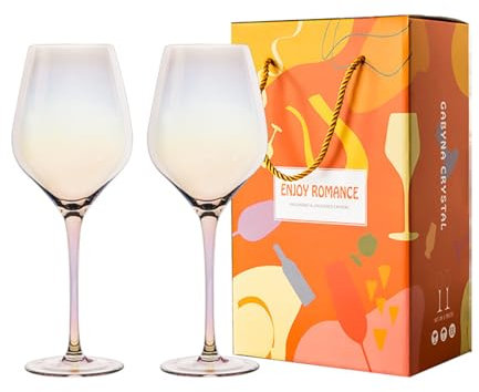 Lot de 2 verres à vin colorés en forme de tulipe pour fêtes (arc-en-ciel)