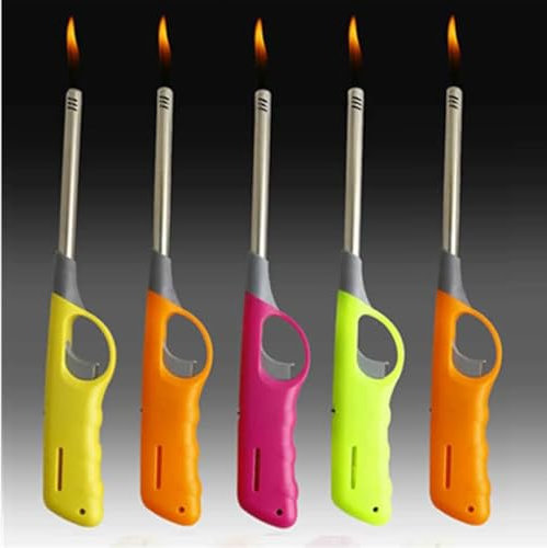 Pack of 3 & 5 Refillable Safety Gas Candle BBQ Fire Lighter Aluminium Plastic 27 cm - Ideal for Grills, Fireplaces, and Outdoor Cooking (3)