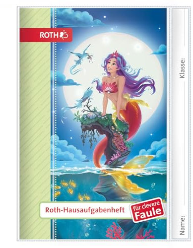ROTH Hausaufgabenheft - Kids und Tiere für clevere Faule mit Hülle, A5, 1 Woche 2 Seiten, Magische Meerjungfrau