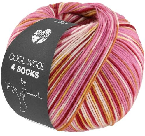 LANA GROSSA Cool Wool 4 Socks Print | Bedrucktes Merino-Sockengarn aus mehrfach verzwirnten Einzelfäden | Handstrickgarne aus 75% Schurwolle | 100g Wolle zum Stricken & Häkeln | 420m Garn FB 7201