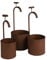 Spetebo Metall Blumentopf 3er Set Eimer mit Wasserhahn - 17/14 / 12 cm - Vintage Übertopf Rost Optik mit Deko Wasserhahn - Garten Dekoration Pflanztopf Retro klein